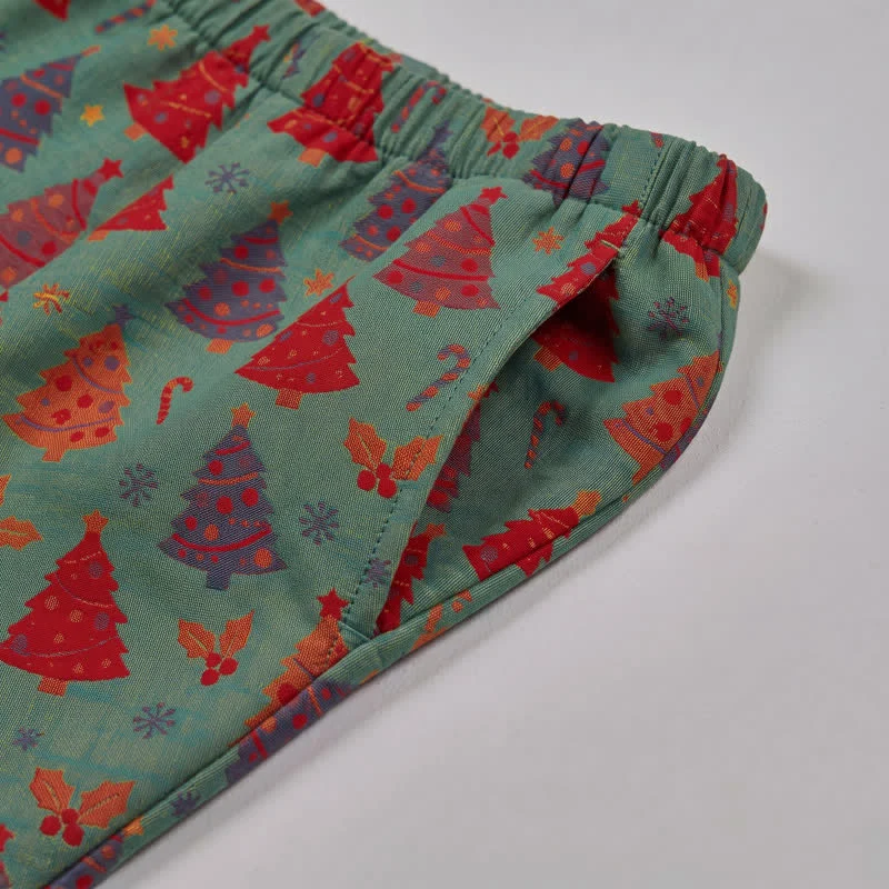 Weihnachtsbaum-Loungewear-Set aus Baumwollgaze