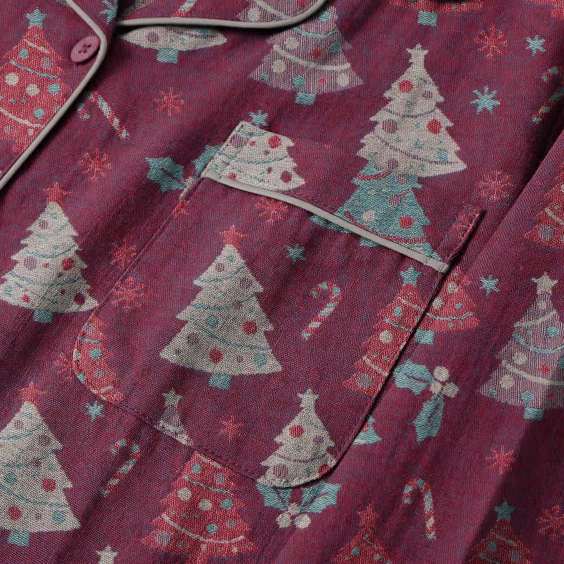Weihnachtsbaum-Loungewear-Set aus Baumwollgaze