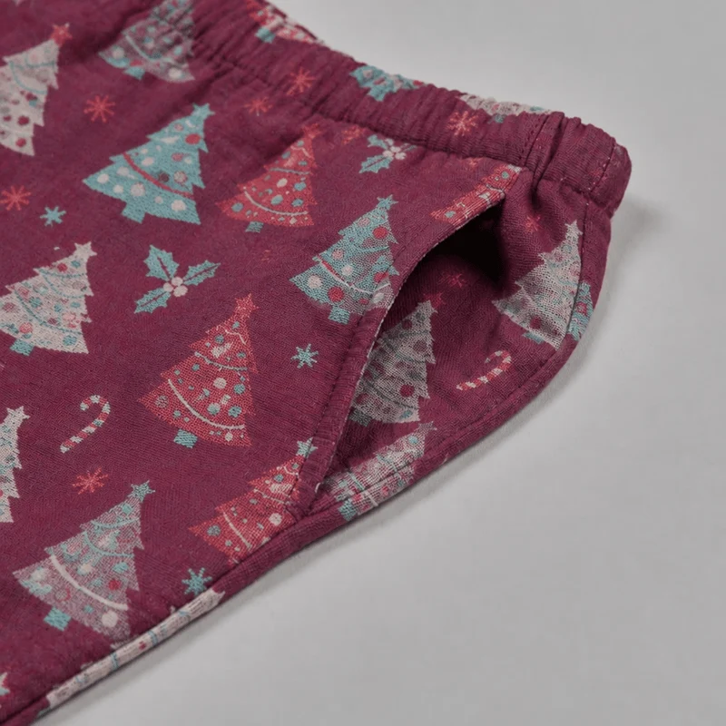 Weihnachtsbaum-Loungewear-Set aus Baumwollgaze
