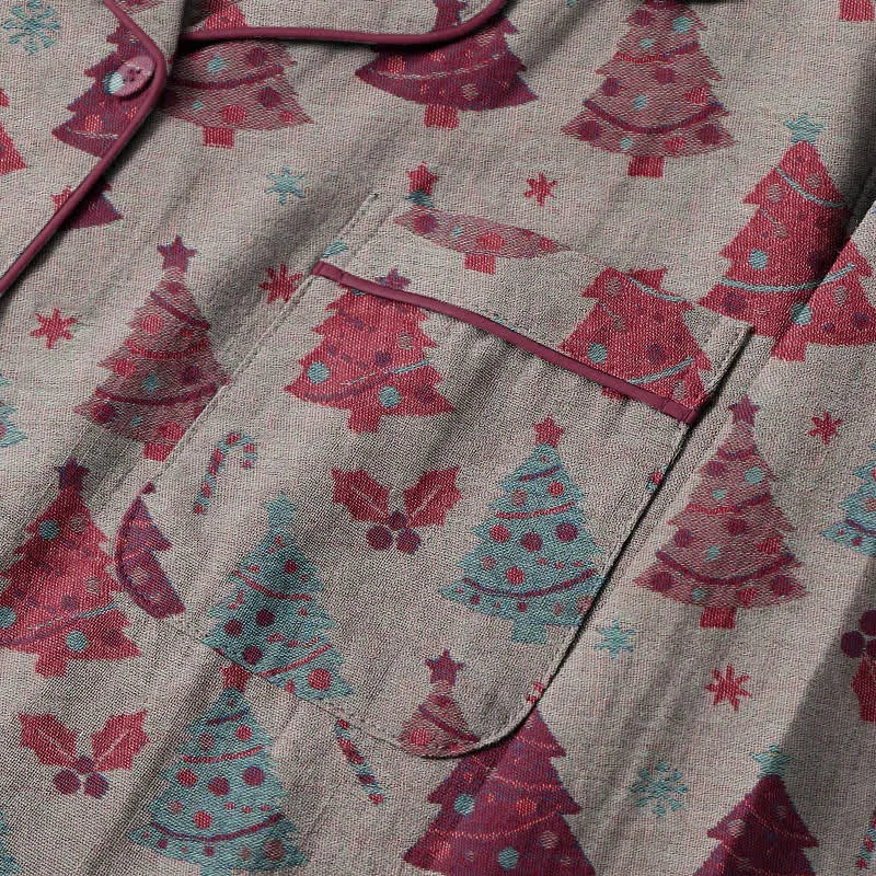 Weihnachtsbaum-Loungewear-Set aus Baumwollgaze