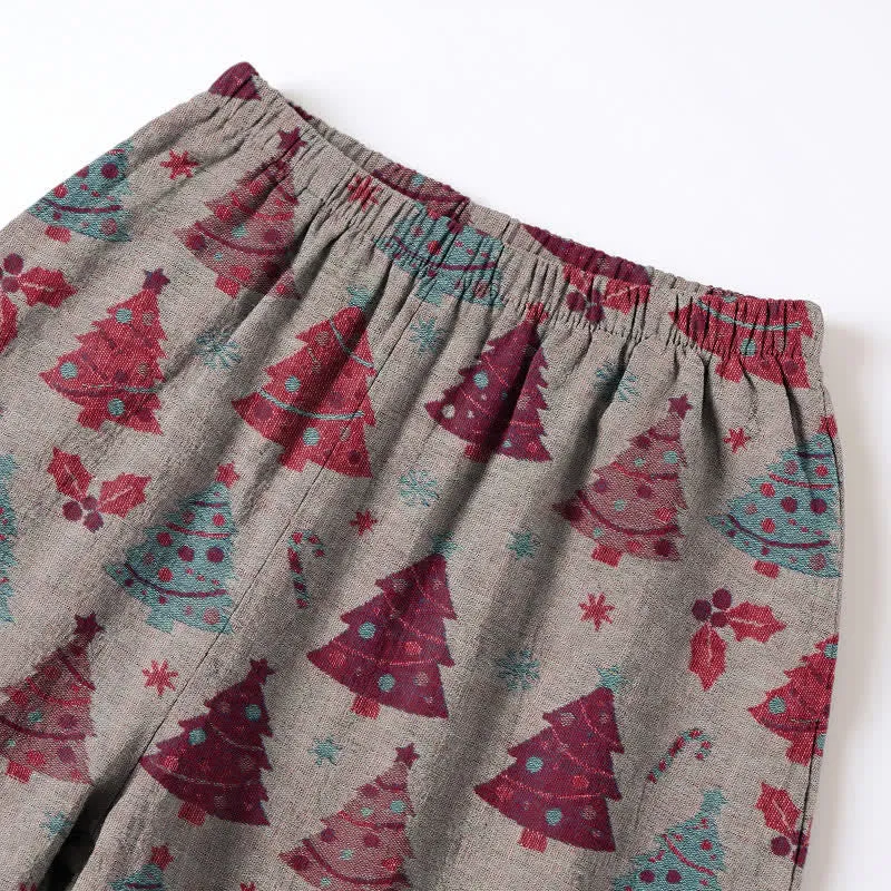 Weihnachtsbaum-Loungewear-Set aus Baumwollgaze