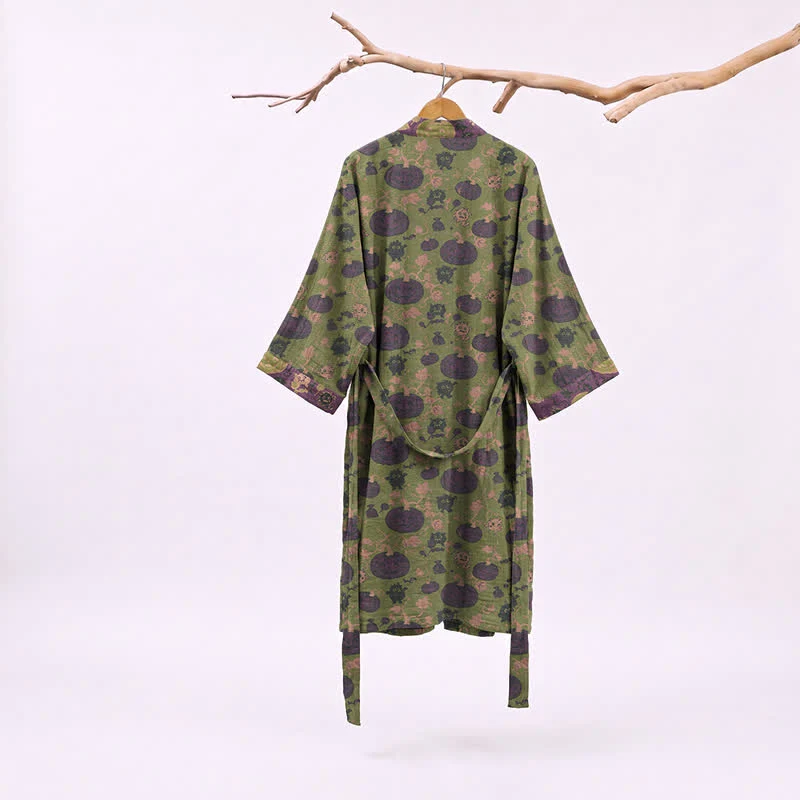 Halloween Kürbis Monster Baumwollkimono-Bademantel