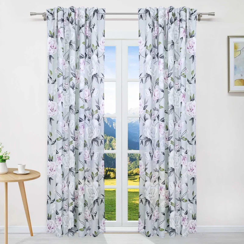 Verdunkelungsvorhang Ösenschal mit Blumenmuster Thermovorhang 1 Stück