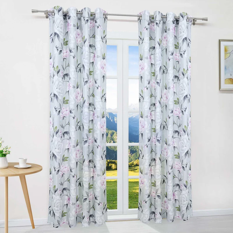 Verdunkelungsvorhang Ösenschal mit Blumenmuster Thermovorhang 1 Stück