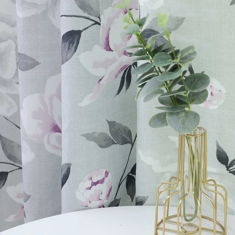 Verdunkelungsvorhang Ösenschal mit Blumenmuster Thermovorhang 1 Stück
