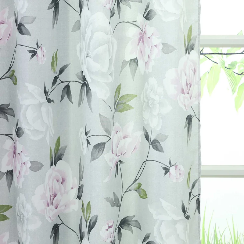 Verdunkelungsvorhang Ösenschal mit Blumenmuster Thermovorhang 1 Stück