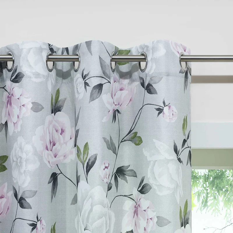 Verdunkelungsvorhang Ösenschal mit Blumenmuster Thermovorhang 1 Stück
