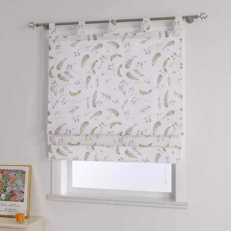 Rollo mit Schlaufen Voile Raffgardine mit Federdruck halbtransparent