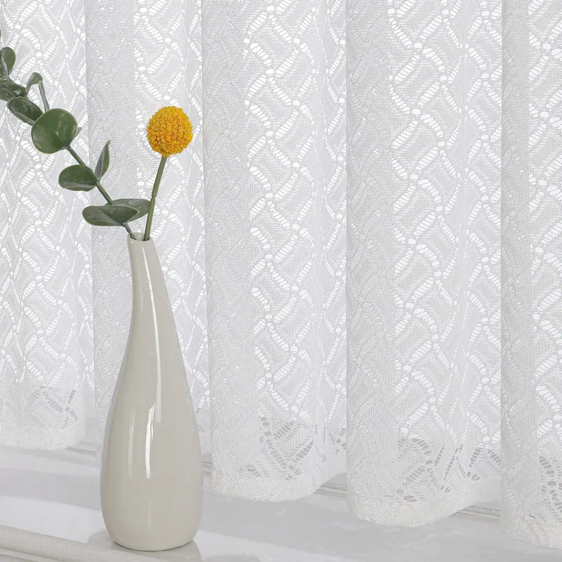 2er Set Scheibengardinen Jacquard Bistrogardine durch Tunnelzug kurz weiß