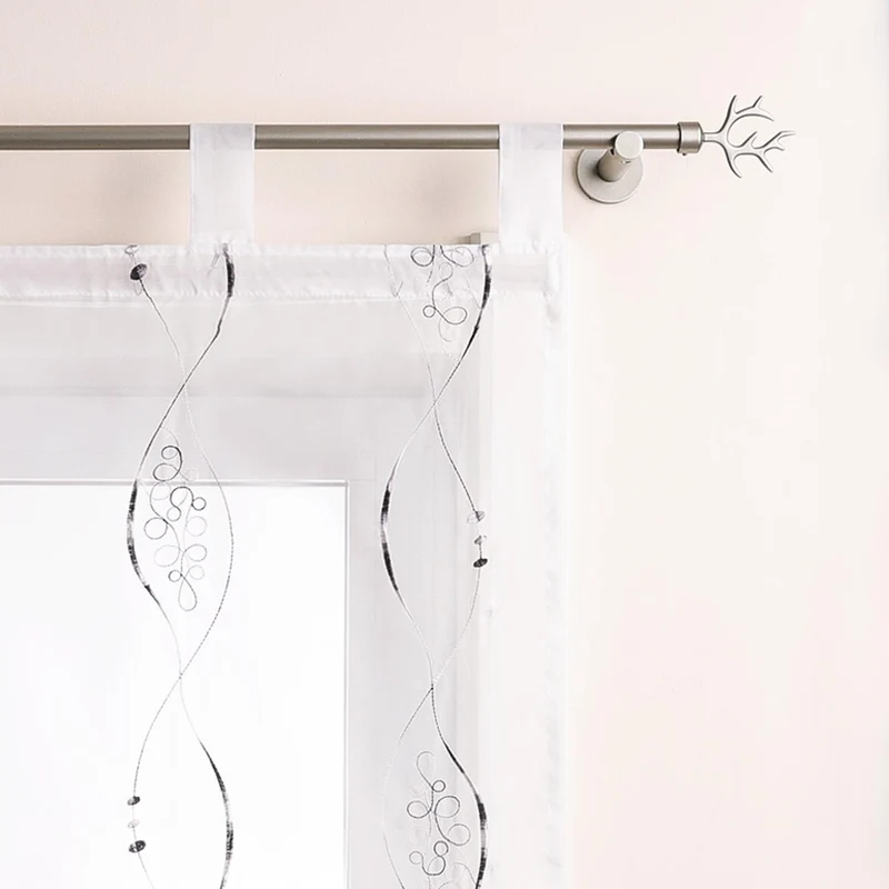 Rollo mit Schlaufenaufhängung mit Linienmuster-Stickerei transparent 1 Stück
