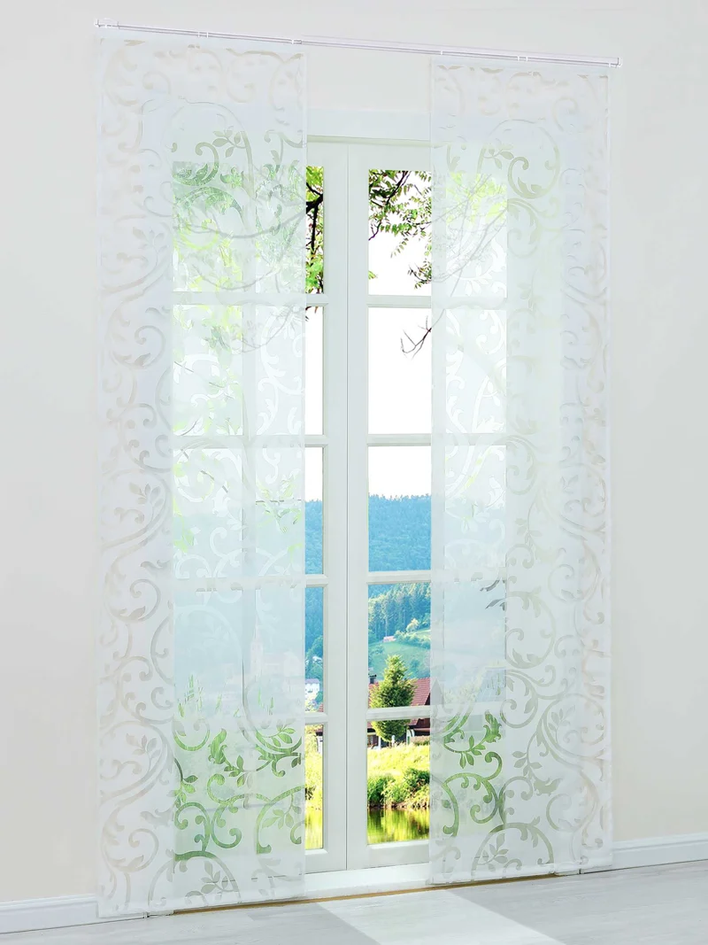Schiebegardine Flächenvorhänge Klettbandschal mit Blumenmuster 2er Set