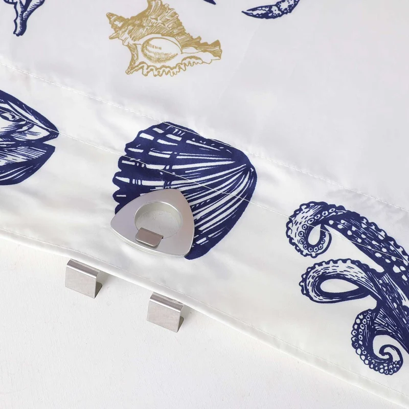 Rollo mit U-Haken mit Meereslebewesenmuster und Dekofalten halbtransparent