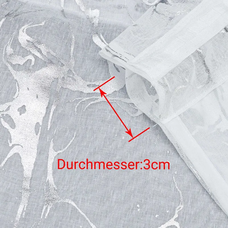 Scheibengardine doppelschichtig mit silbernem Marmormuster 2er Set