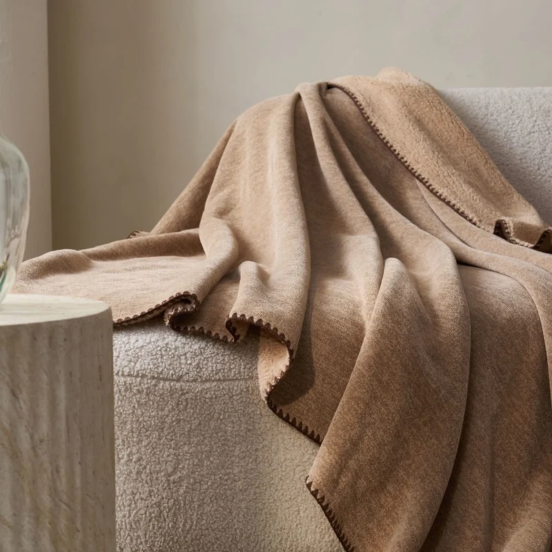 Minimalistische, doppelseitige Sherpa-Fleece-Überwurfdecke