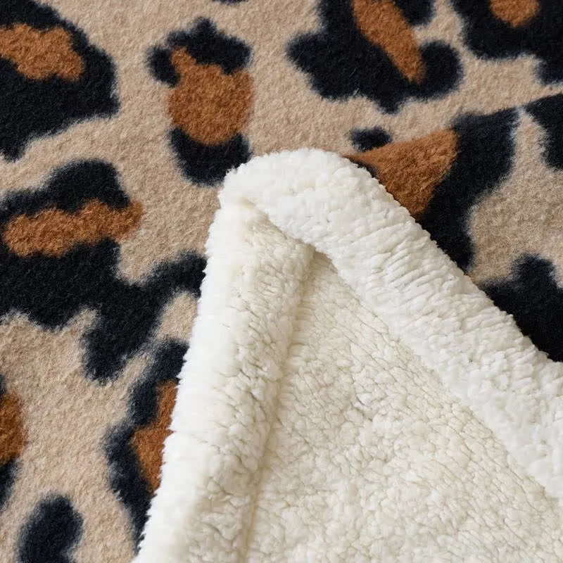 Klassische Leoparden-Flauschdecke aus Sherpa-Fleece