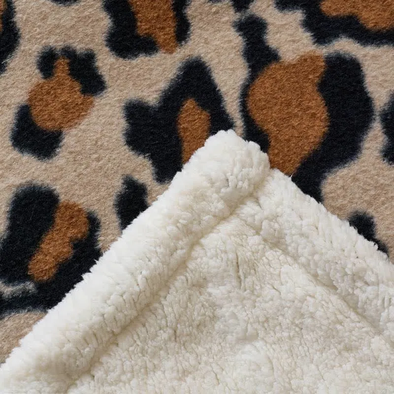 Klassische Leoparden-Flauschdecke aus Sherpa-Fleece