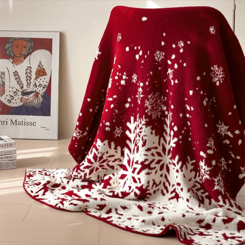 Weihnachts-Schneeflockendecke in Rot