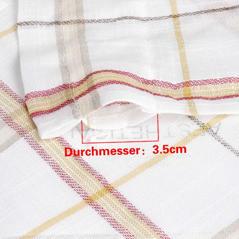 Scheibengardine mit modernem Karomuster aus Leinen 2er Set
