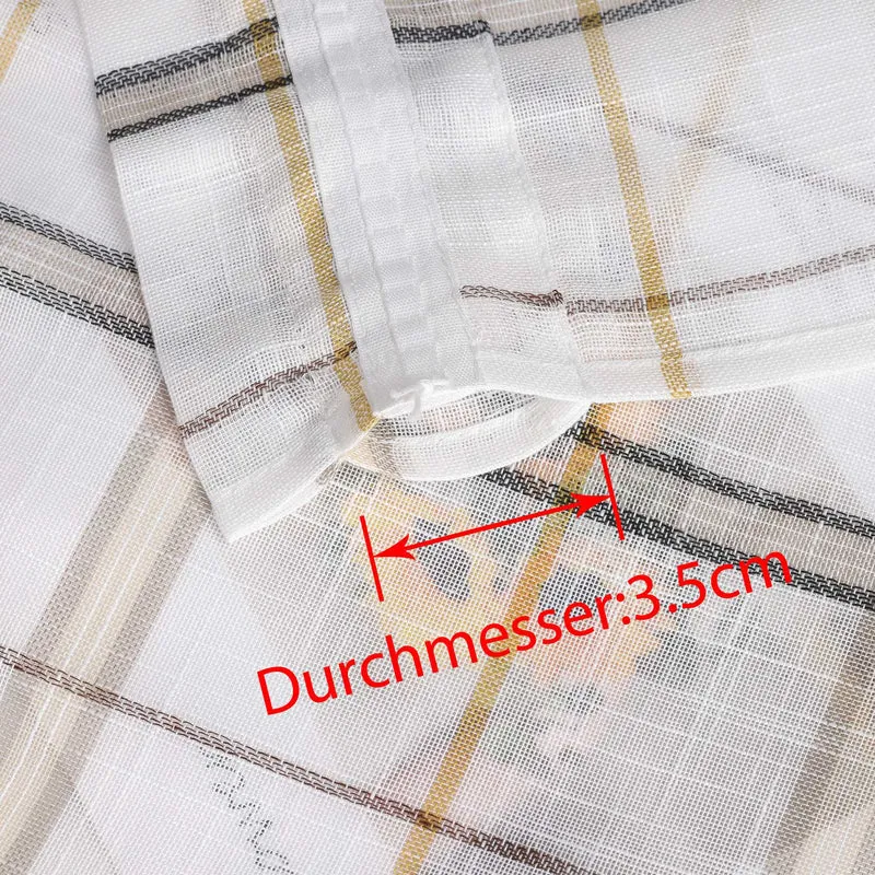 Scheibengardine mit modernem Karomuster aus Leinen 2er Set