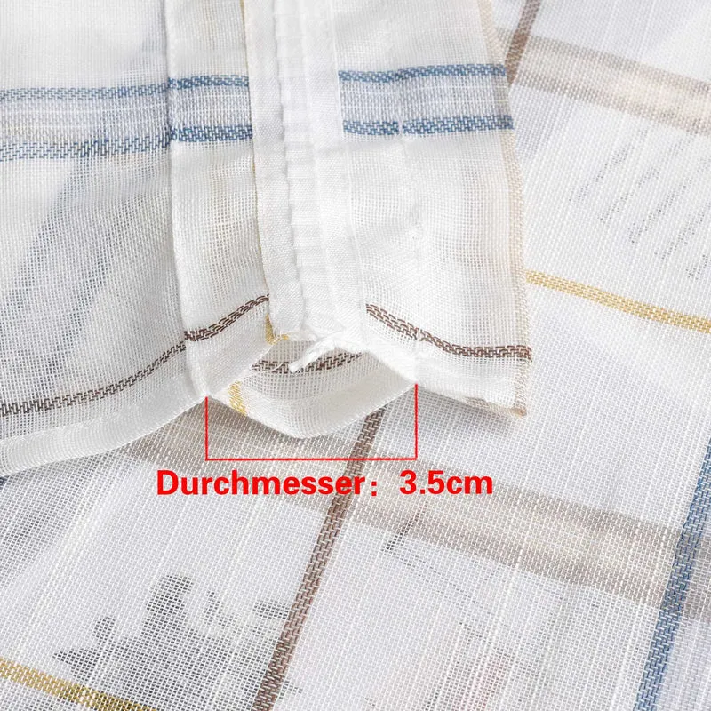 Scheibengardine mit modernem Karomuster aus Leinen 2er Set