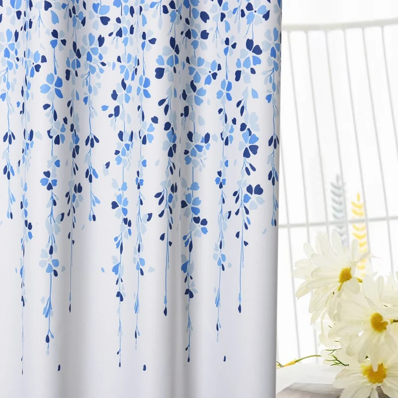 Outdoor Vorhang mit blauem Blumenmuster