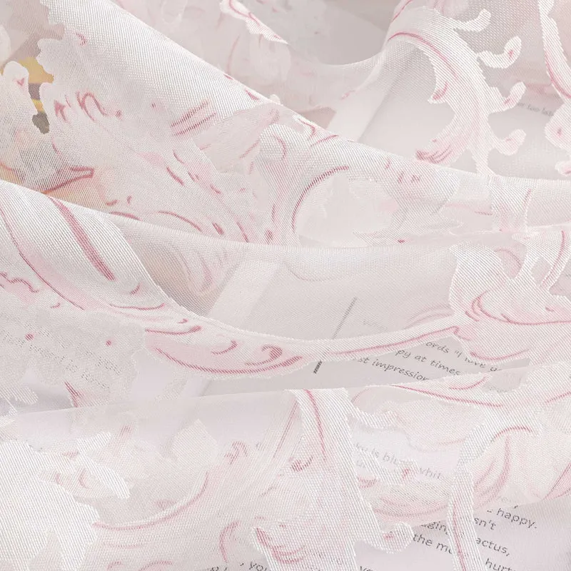 Elegante Gardine mit Phönixblütenmuster - Transparenter Voile Ösenschal