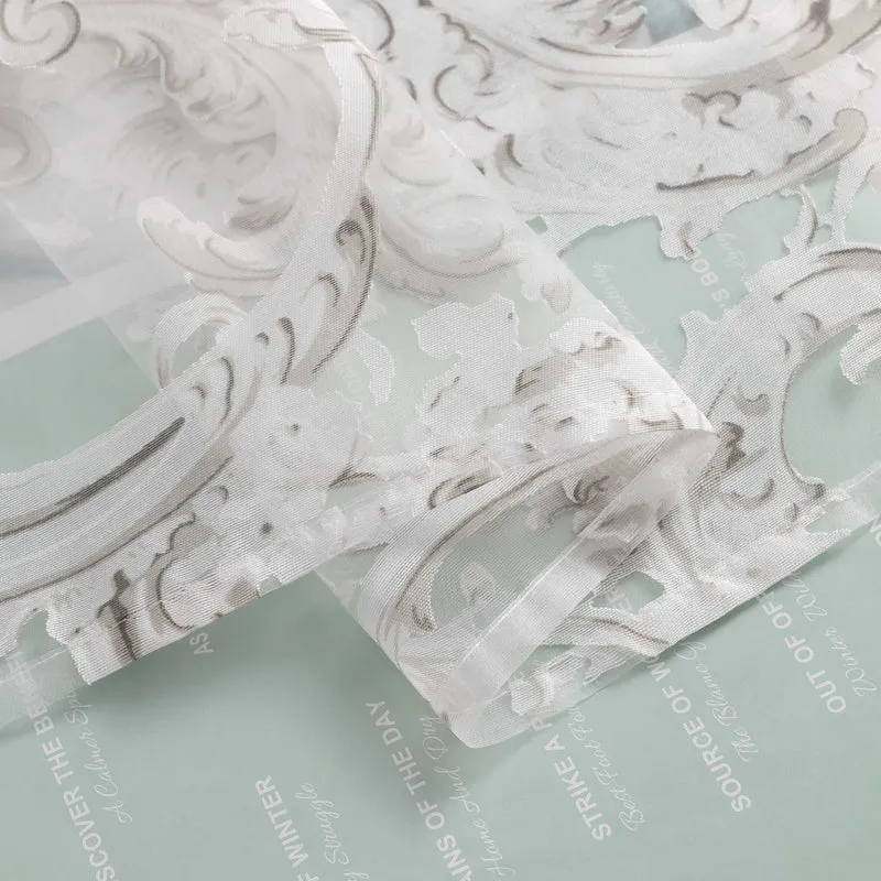 Elegante Gardine mit Phönixblütenmuster - Transparenter Voile Ösenschal
