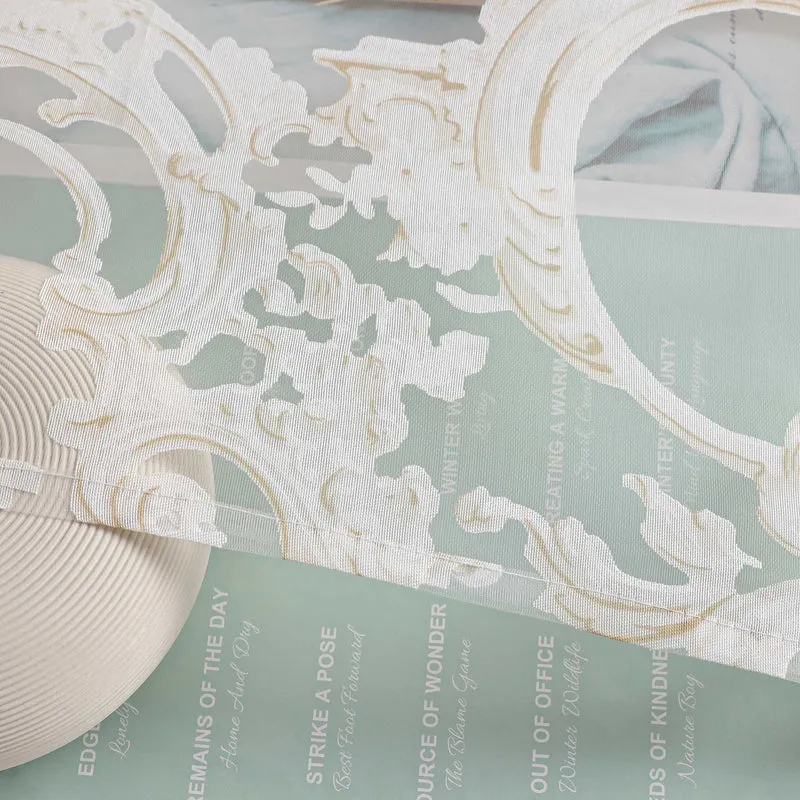 Elegante Gardine mit Phönixblütenmuster - Transparenter Voile Ösenschal