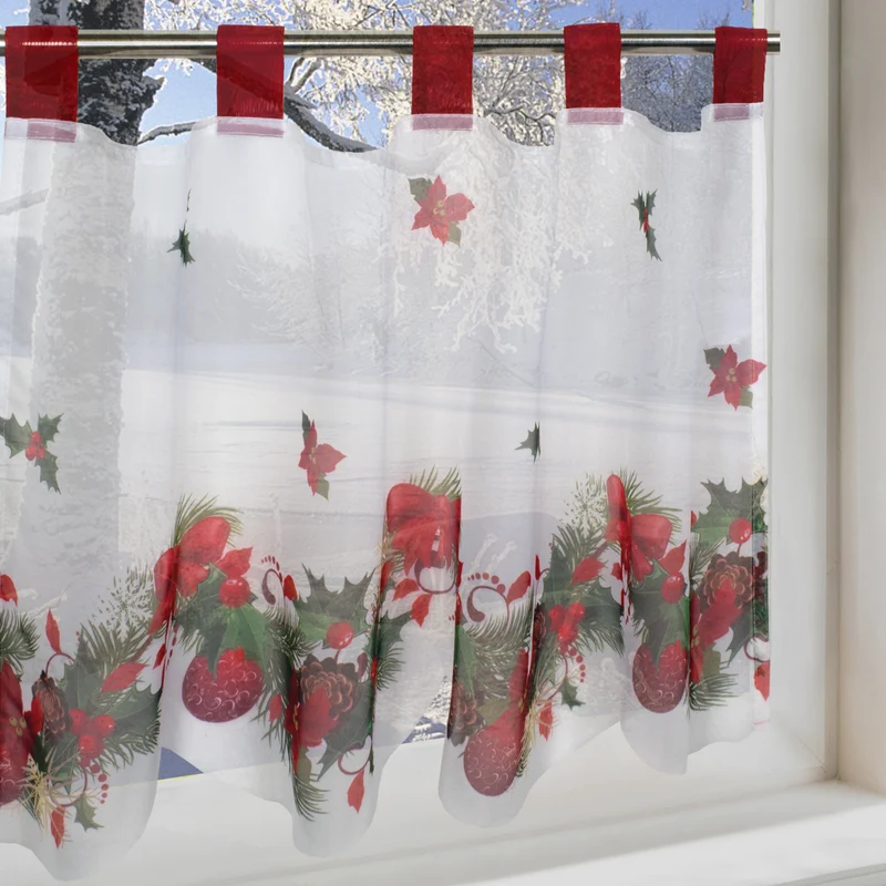 Fischer Fensterbilder Scheibengardiene mit Digitaldruck "Weihnachts-Ranke"