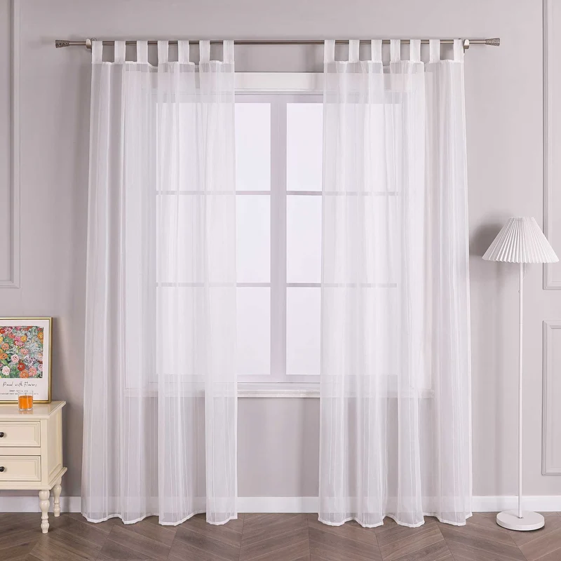 Gardine Schlaufenschal mit Streifen Unifarbe transparent Lichtdurchlässig