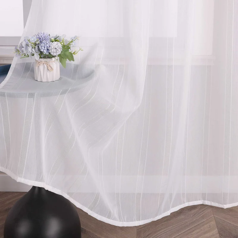 Gardine Schlaufenschal mit Streifen Unifarbe transparent Lichtdurchlässig