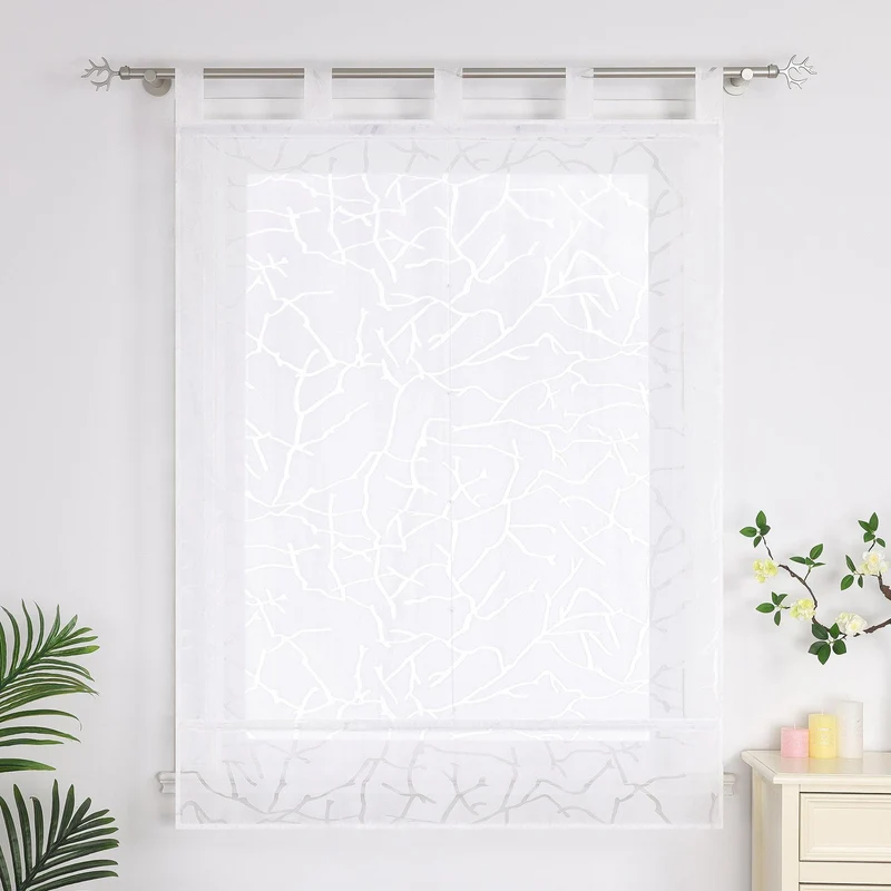Rollo halbtransparent mit gestreiftmuster und Dekofalten Unifarbe 1 Stück
