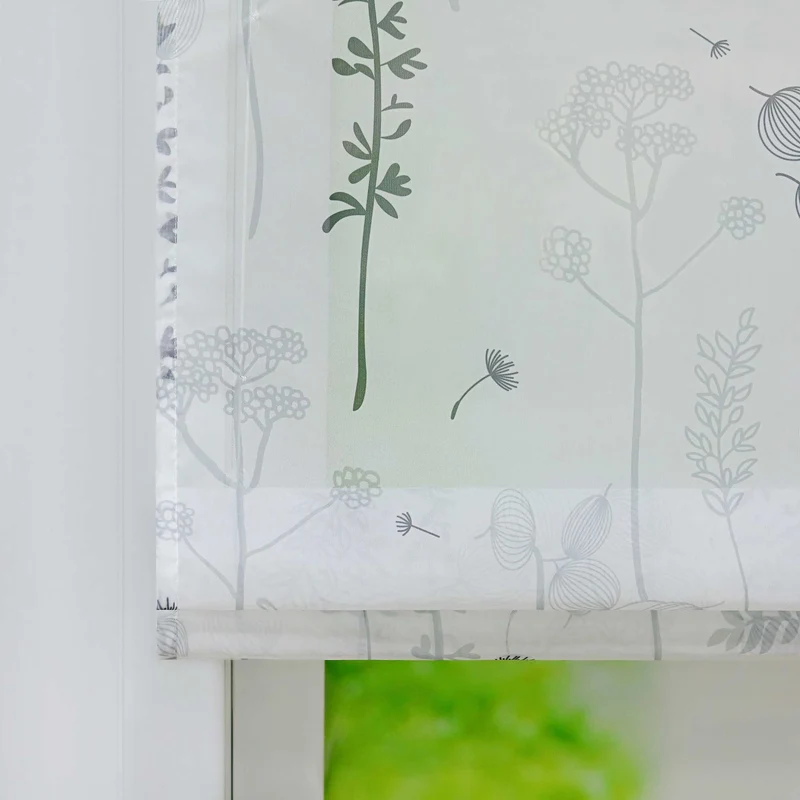 Rollo mit Schlaufenaufhängung mit Laternenblume Muster Halbtransparent