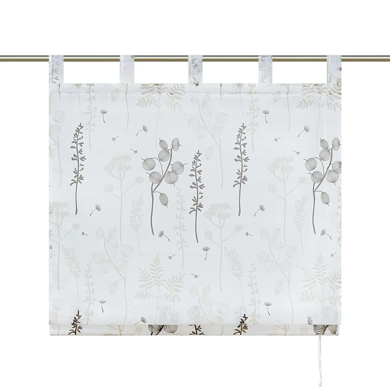 Rollo mit Schlaufenaufhängung mit Laternenblume Muster Halbtransparent