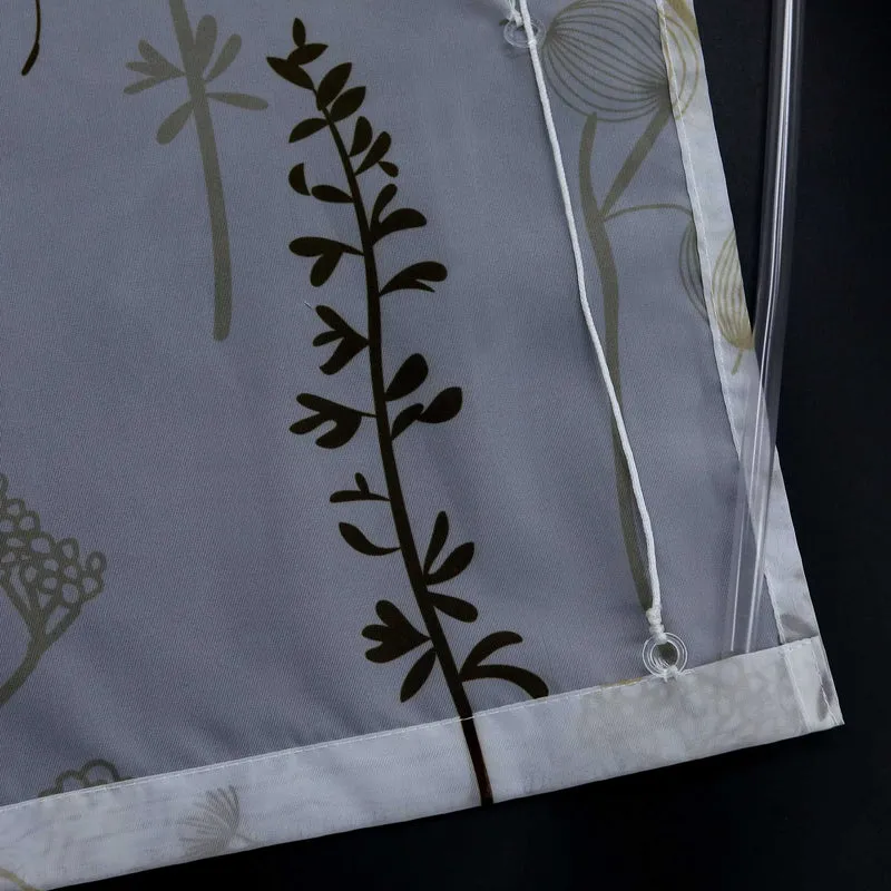 Rollo mit Schlaufenaufhängung mit Laternenblume Muster Halbtransparent