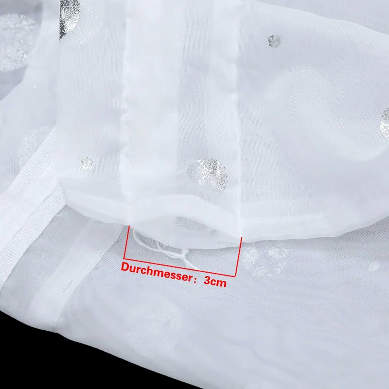 Scheibengardine Doppelschichtige Küchengardinen Voile Bogen mit Glänz Kreise