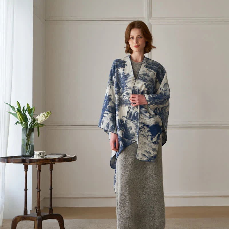 Vintage Dschungel-Toile Poncho-Schal