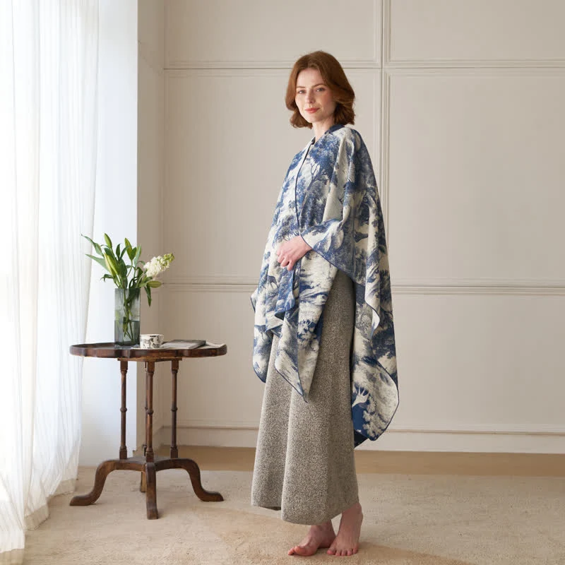 Vintage Dschungel-Toile Poncho-Schal