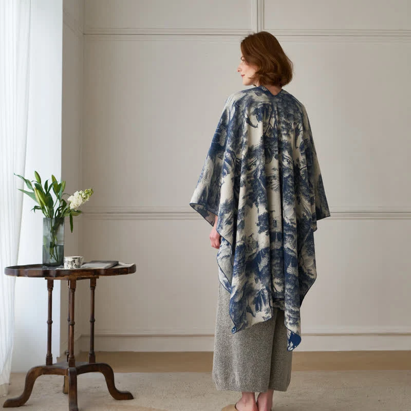 Vintage Dschungel-Toile Poncho-Schal