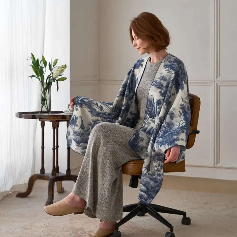 Vintage Dschungel-Toile Poncho-Schal