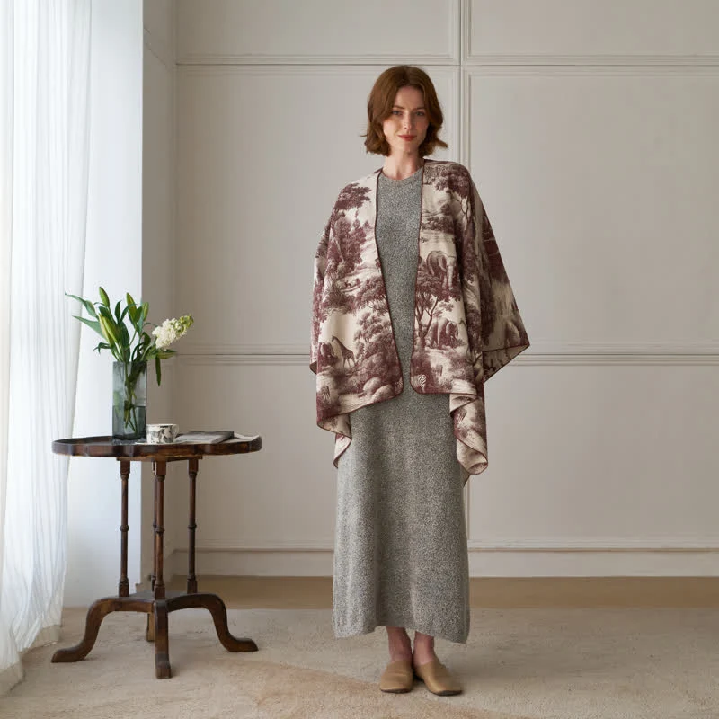 Vintage Dschungel-Toile Poncho-Schal