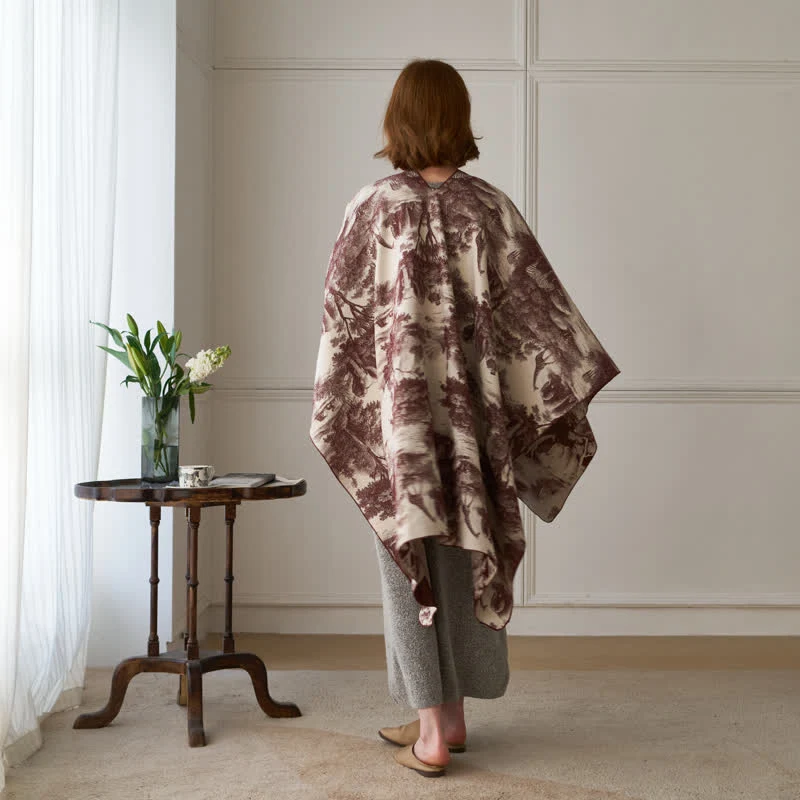 Vintage Dschungel-Toile Poncho-Schal