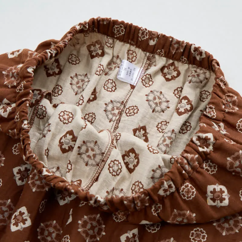 Retro-Pyjama-Set mit langen Ärmeln und geometrischem Muster
