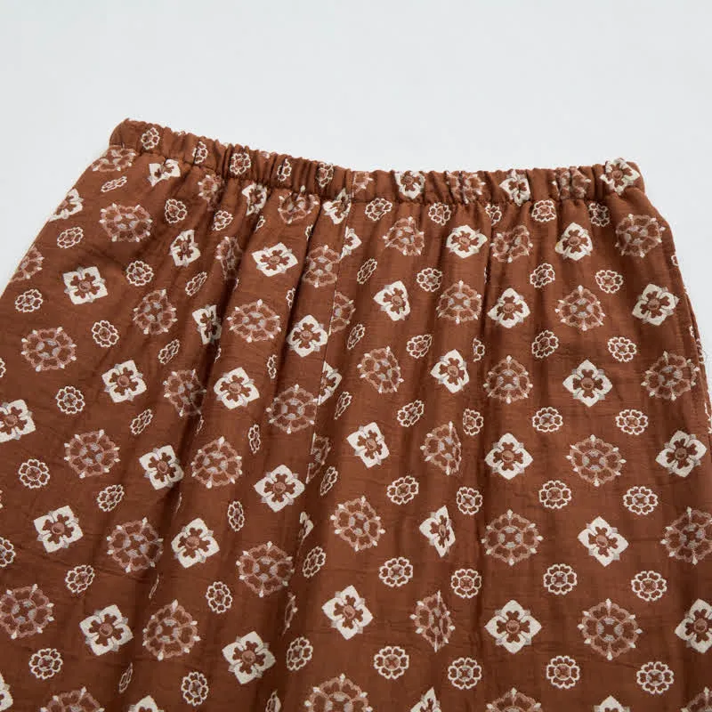 Retro-Pyjama-Set mit langen Ärmeln und geometrischem Muster