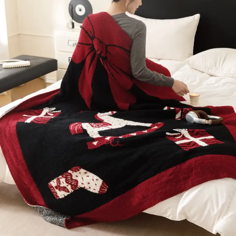 Weihnachtsschaukelpferd-Jacquard-Überwurfdecke