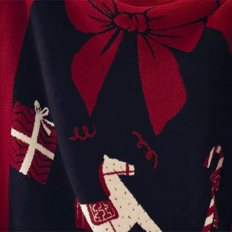 Weihnachtsschaukelpferd-Jacquard-Überwurfdecke