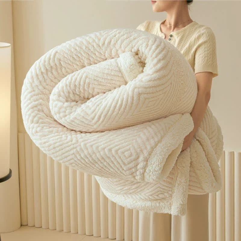 Geometrische Rautenmuster-Korallenfleece-Überwurfdecke