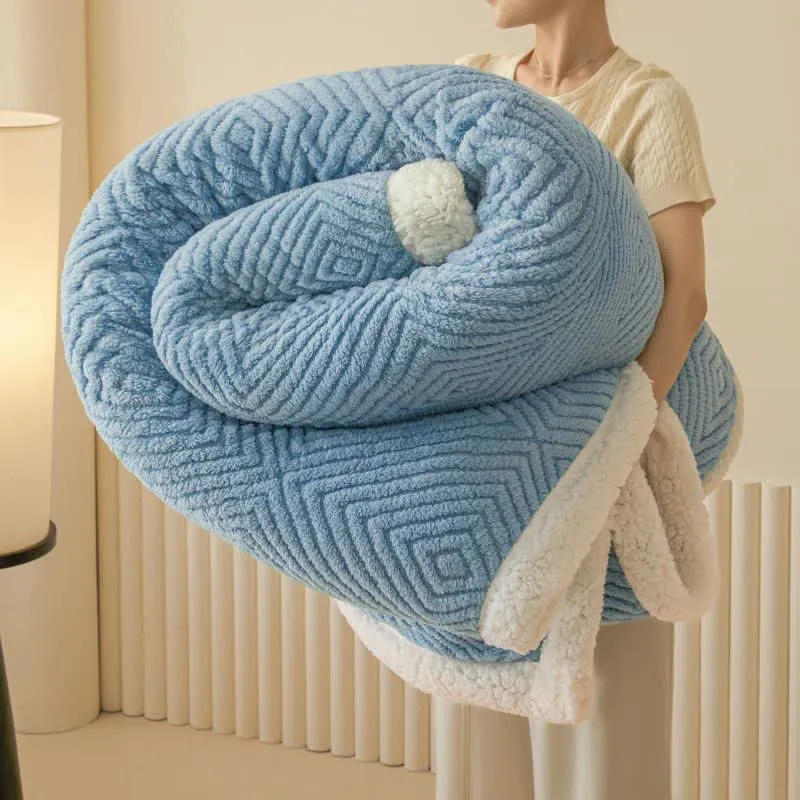 Geometrische Rautenmuster-Korallenfleece-Überwurfdecke