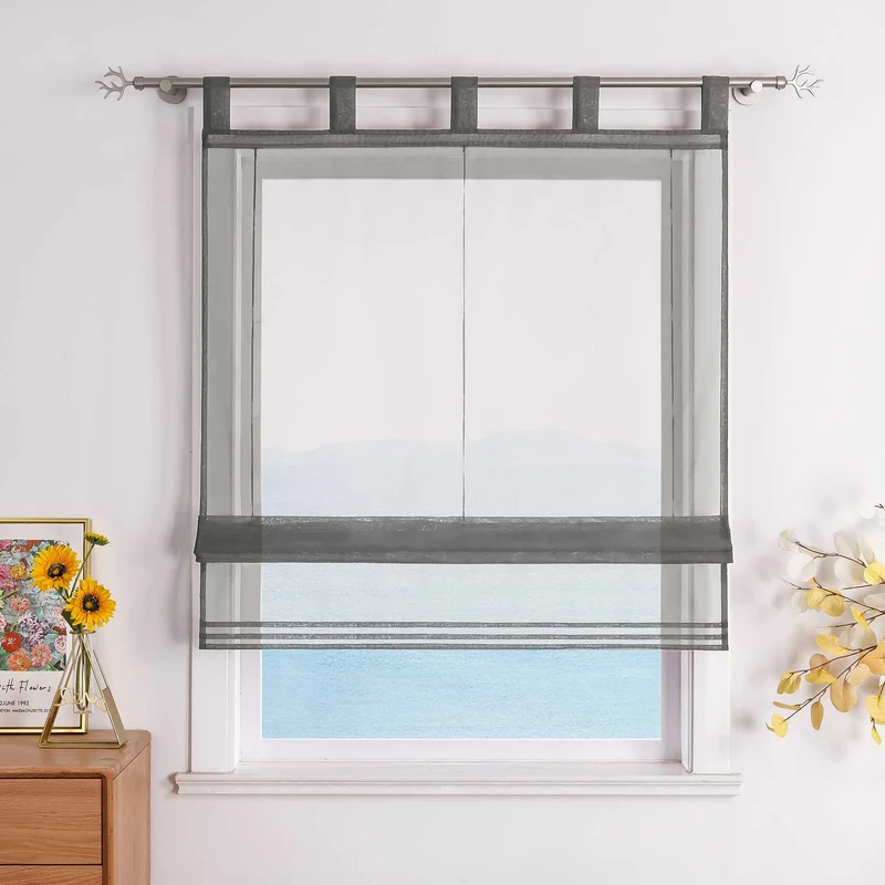 Rollo Schlaufengardine Unifarbe transparent Voile mit Dekofalten 1 Stück