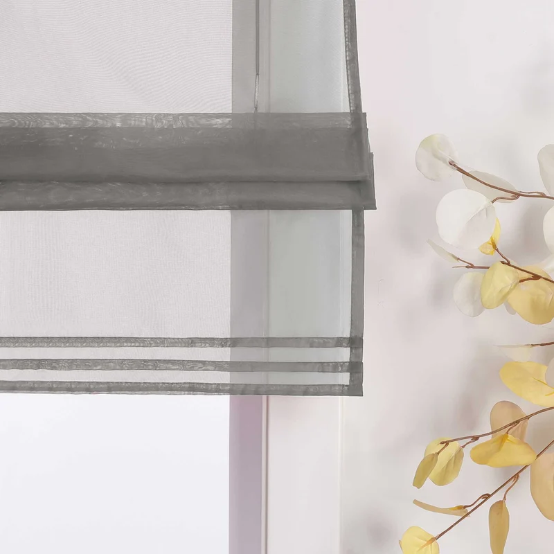 Rollo Schlaufengardine Unifarbe transparent Voile mit Dekofalten 1 Stück